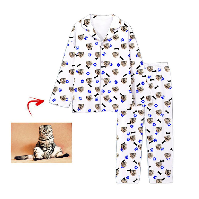 Kundenspezifischer Foto Pyjama Katzen Fußabdruck mit Knochen