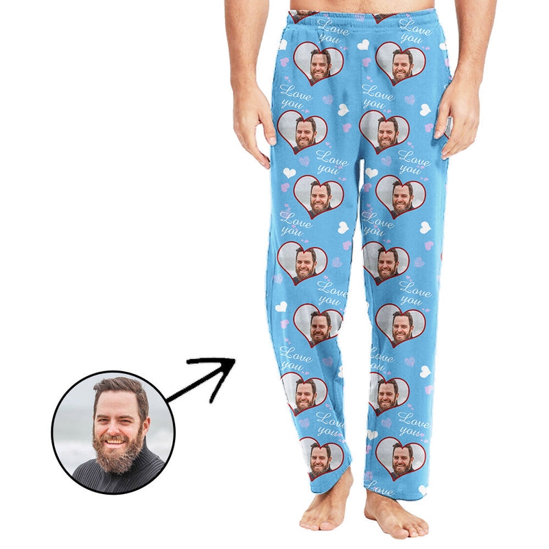 Personalisiert Foto Pyjamas Hose für Männer Ich liebe dich als Vatertagsgeschenke