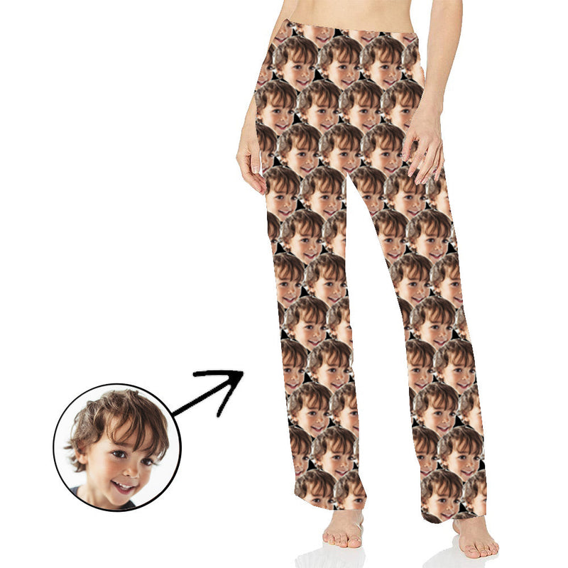 Personalisiert Foto Pyjamas Hose für Frauen Lustiges Mash Face Langarmshirt