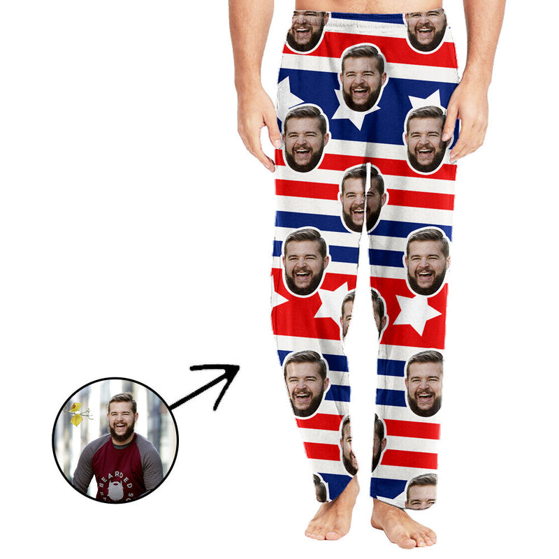 Personalisiert Foto Pyjamas Hose für Männer Ich liebe Vatertagsgeschenke meines Landes