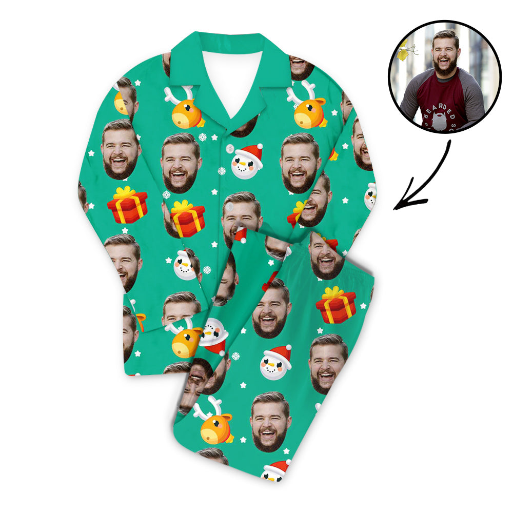 Benutzerdefiniertes Foto Pyjama Set Unisex schöner Schneemann und Geschenke