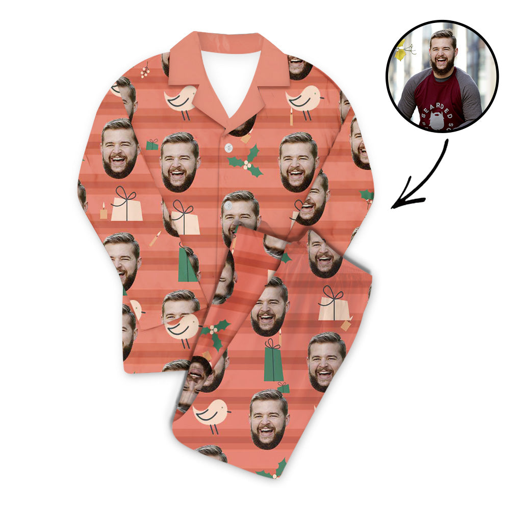 Benutzerdefiniertes Foto Pyjama Set Unisex-Vogel in Weihnachten