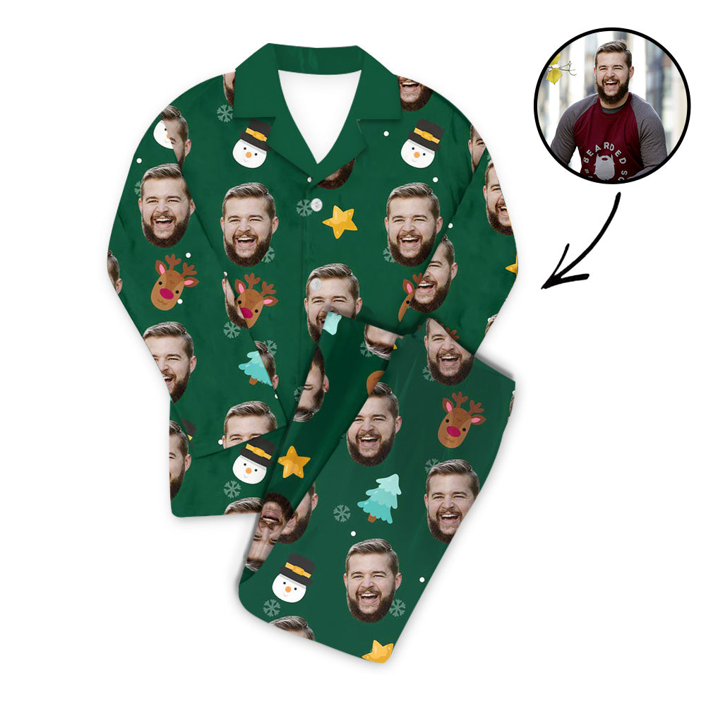 Benutzerdefiniertes Foto Pyjama Set Unisex-Sterne und Weihnachtsbaum