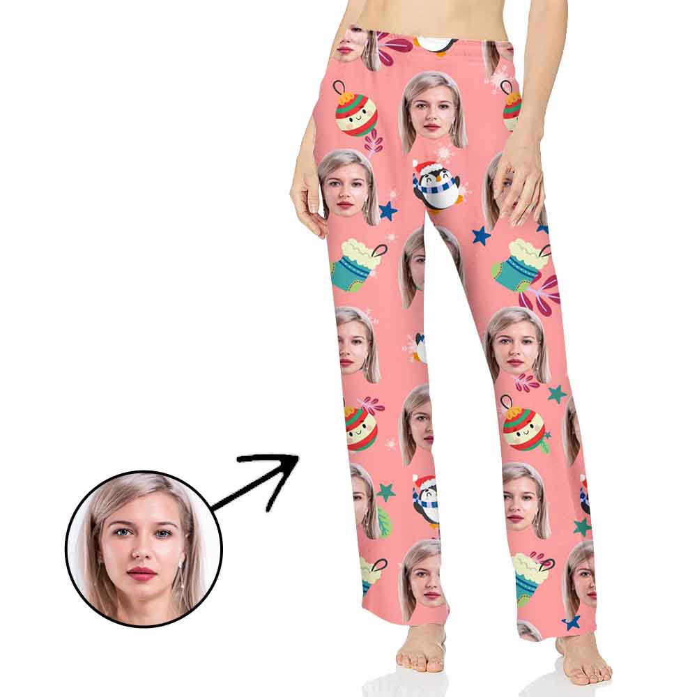 Personalisiert Foto Pyjamas Hose für Frauen Schöne Weihnachtssocken