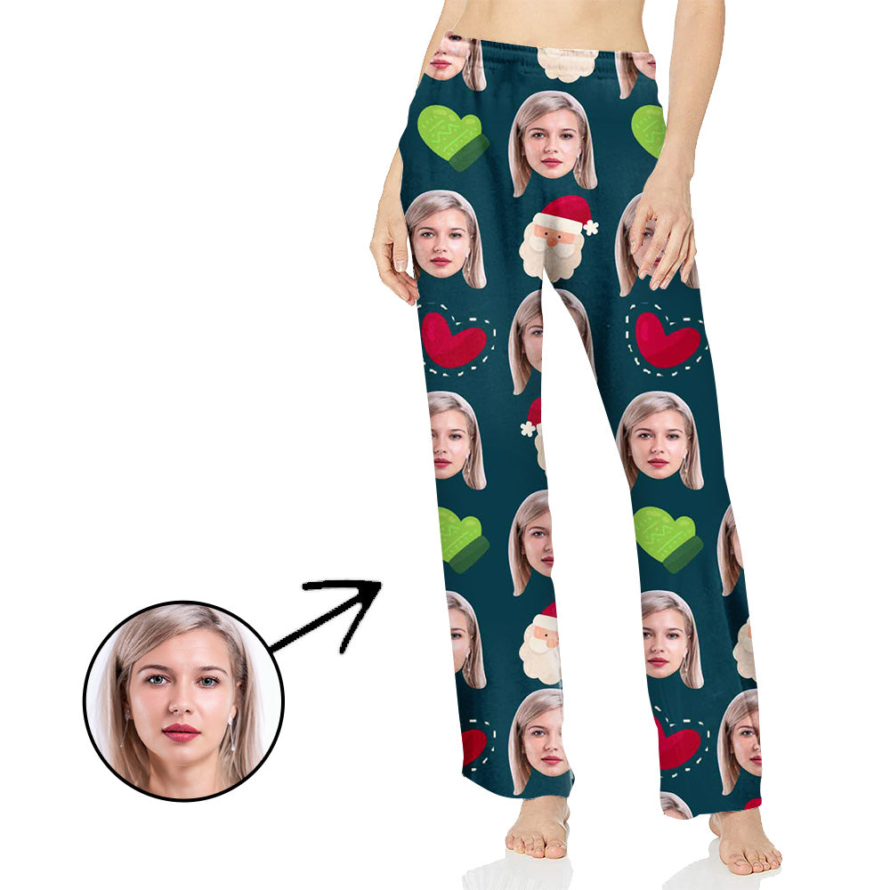 Personalisiert Foto Pyjamas Hose für Frauen Rotes und grünes Herz