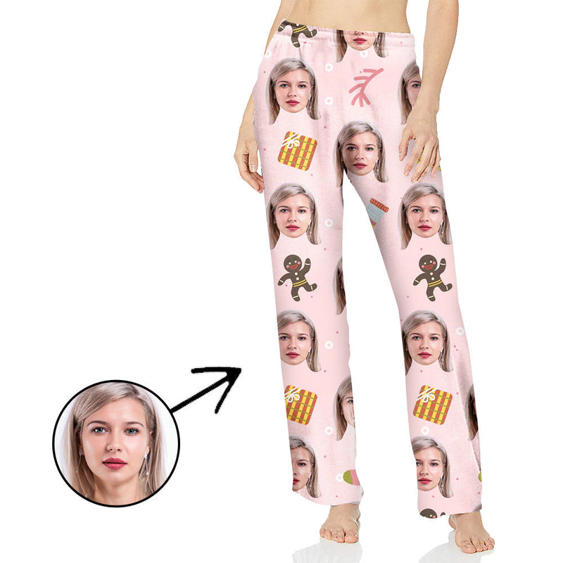 Personalisiert Foto Pyjamas Hose für Frauen Mit Weihnachtsanhängern