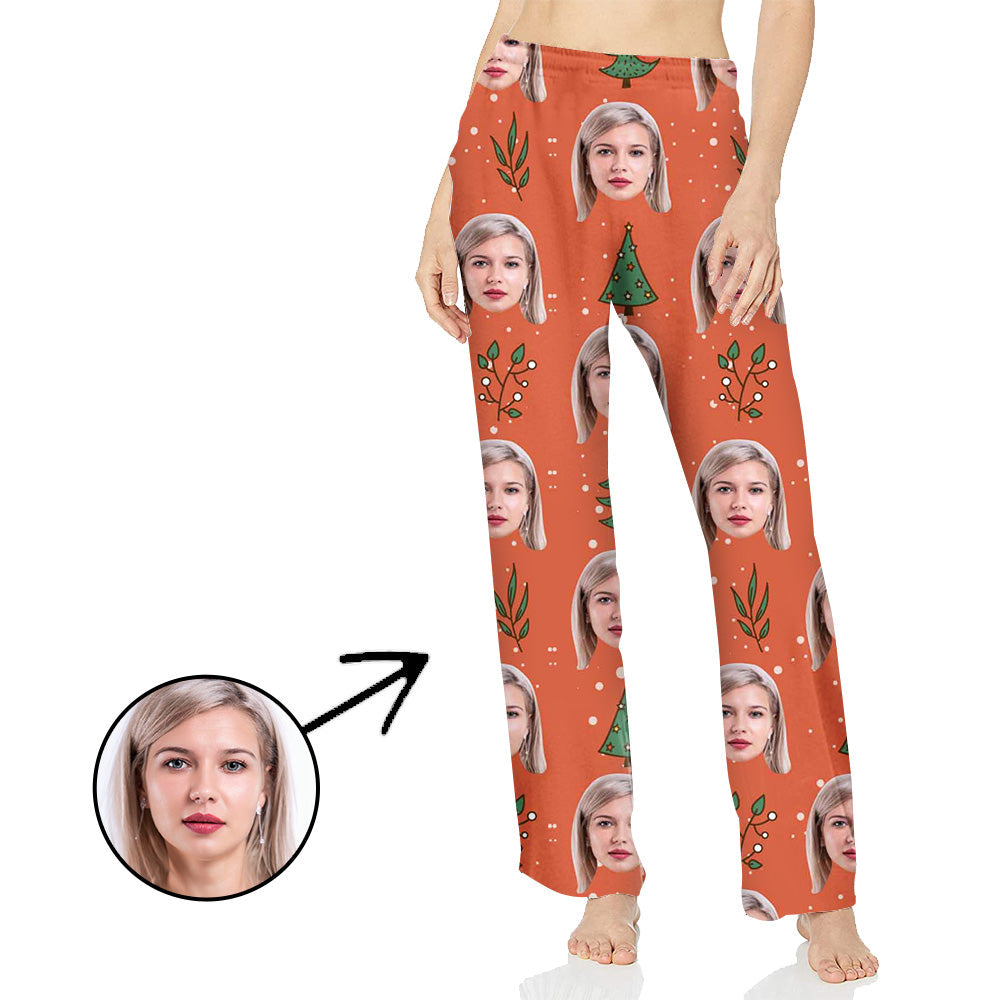 Personalisiert Foto Pyjamas Hose für Frauen Niedlicher Weihnachtsbaum