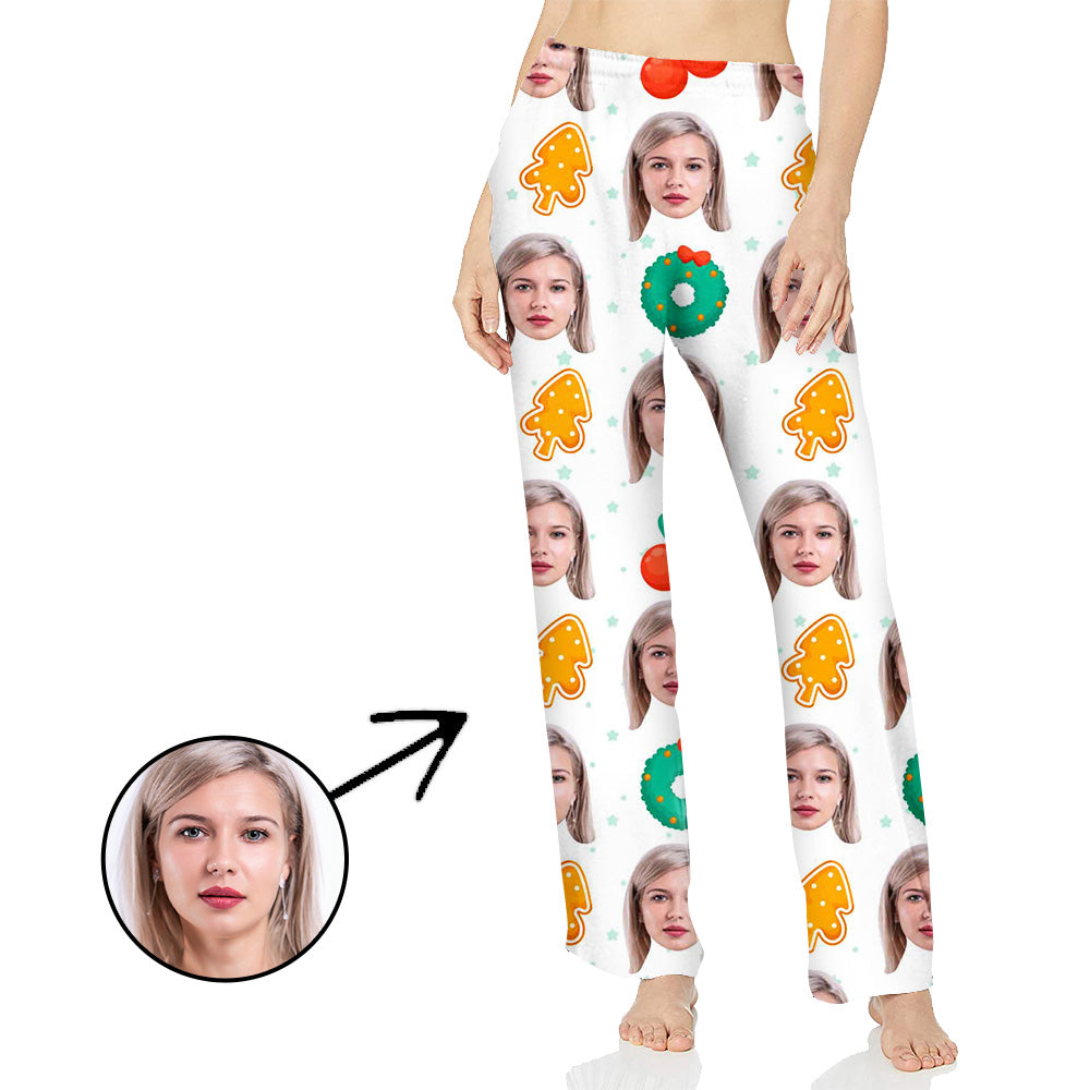 Personalisiert Foto Pyjamas Hose für Frauen Dount und Weihnachtsbaum