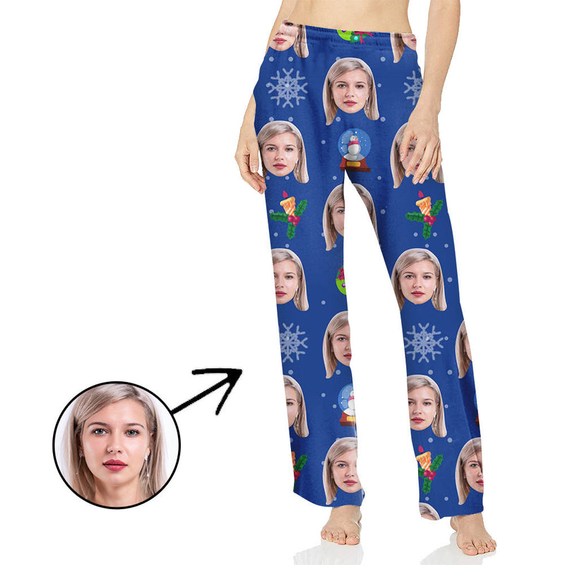 Personalisiert Foto Pyjamas Hose für Frauen Schneema und Schneeflocke