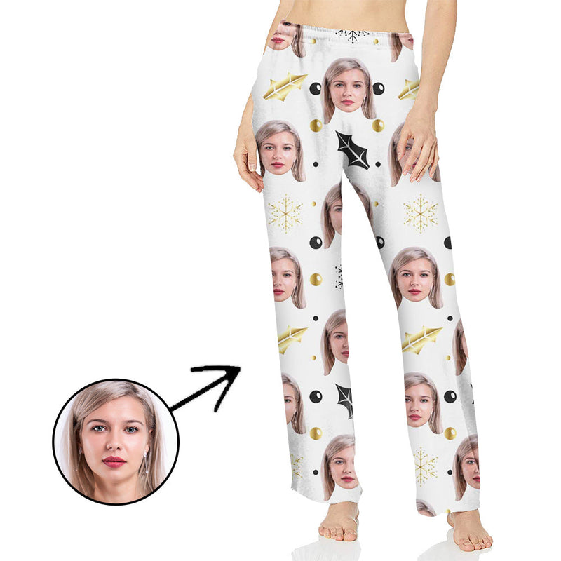 Personalisiert Foto Pyjamas Hose für Frauen Weihnachtsschneeflocke