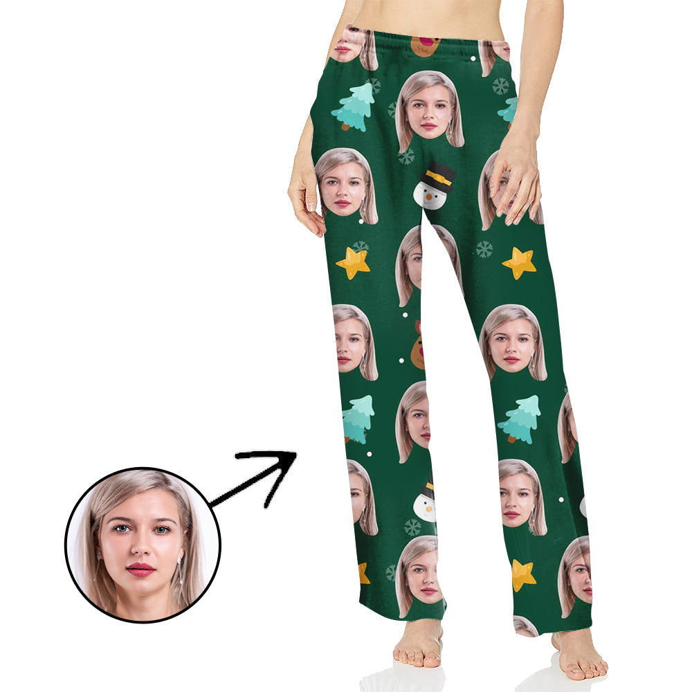 Personalisiert Foto Pyjamas Hose für Frauen Sterne und Weihnachtsbaum