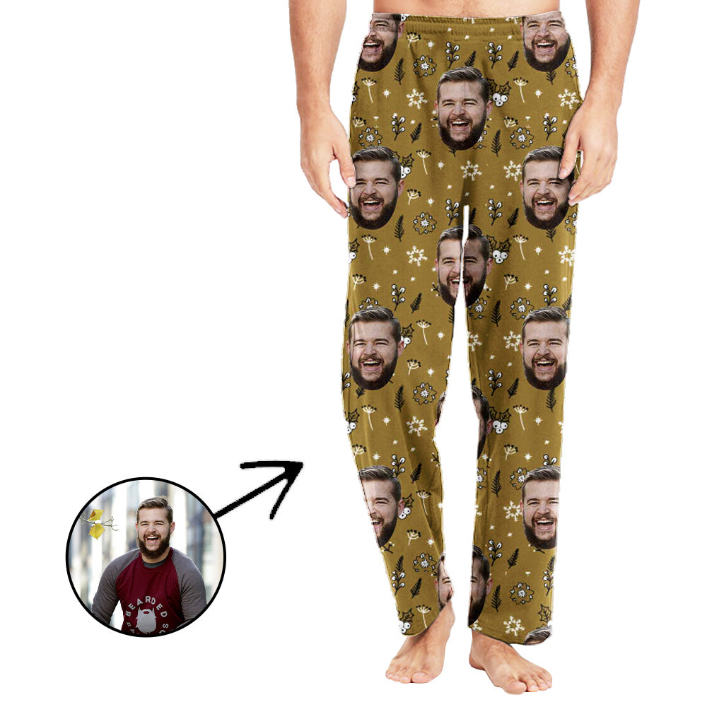 Personalisiert Foto Pyjamas Hose für Männer Weihnachtsblumen