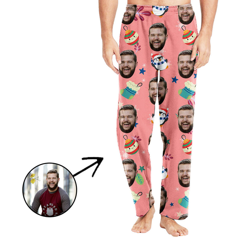 Personalisiert Foto Pyjamas Hose für Männer Schöne Weihnachtssocken