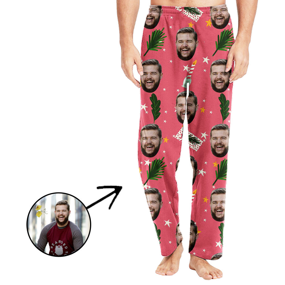 Personalisiert Foto Pyjamas Hose für Männer Weihnachtsbaum bedruckt