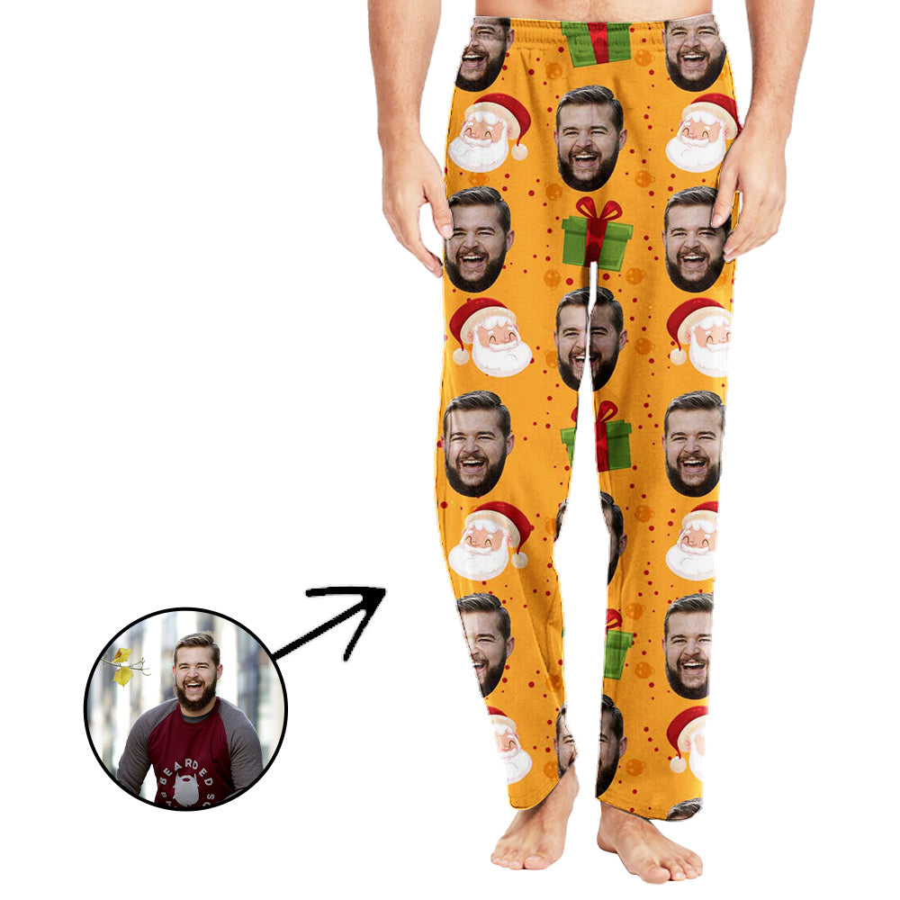 Personalisiert Foto Pyjamas Hose für Männer Schöner Weihnachtsmann