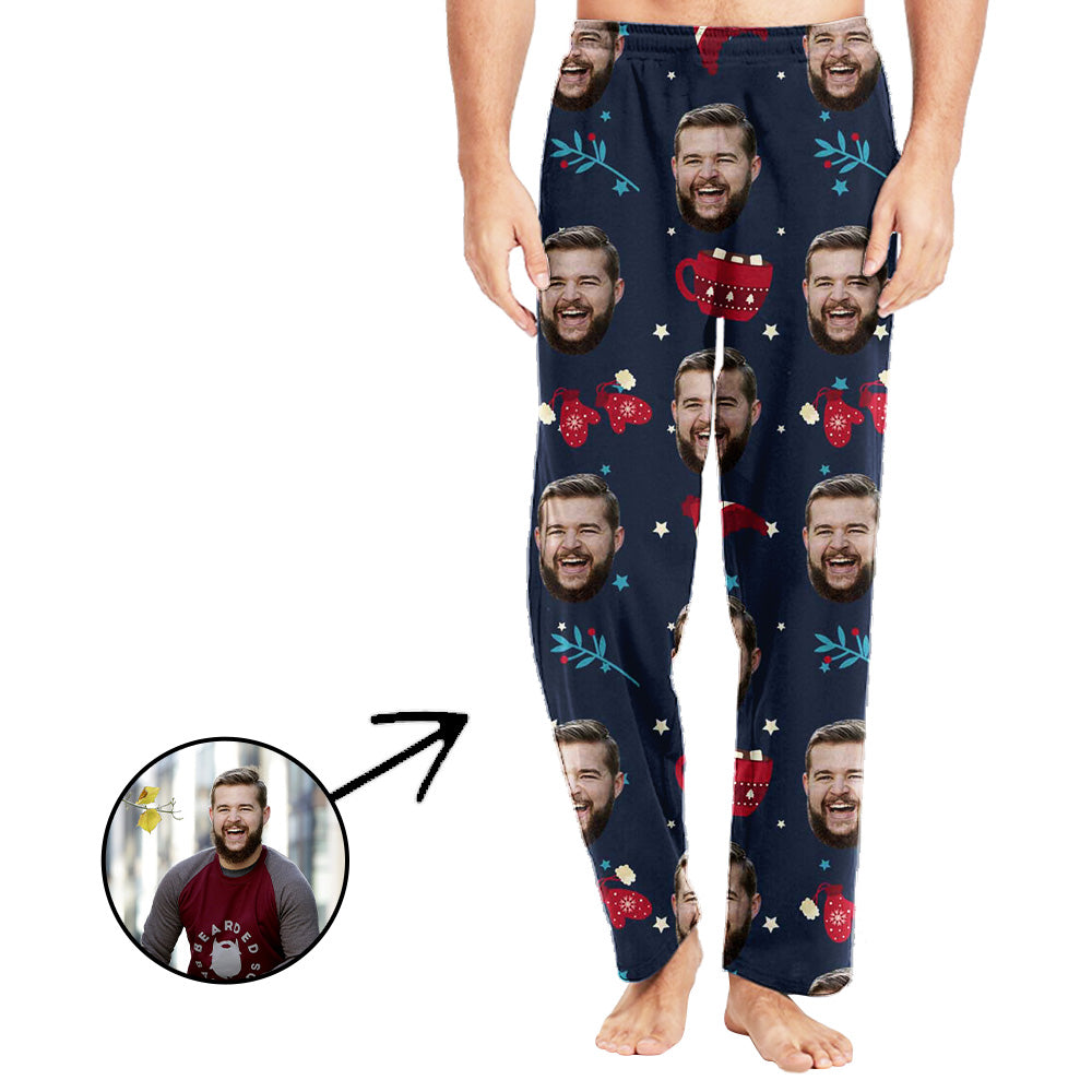 Personalisiert Foto Pyjamas Hose für Männer Mit Weihnachtsanhänger