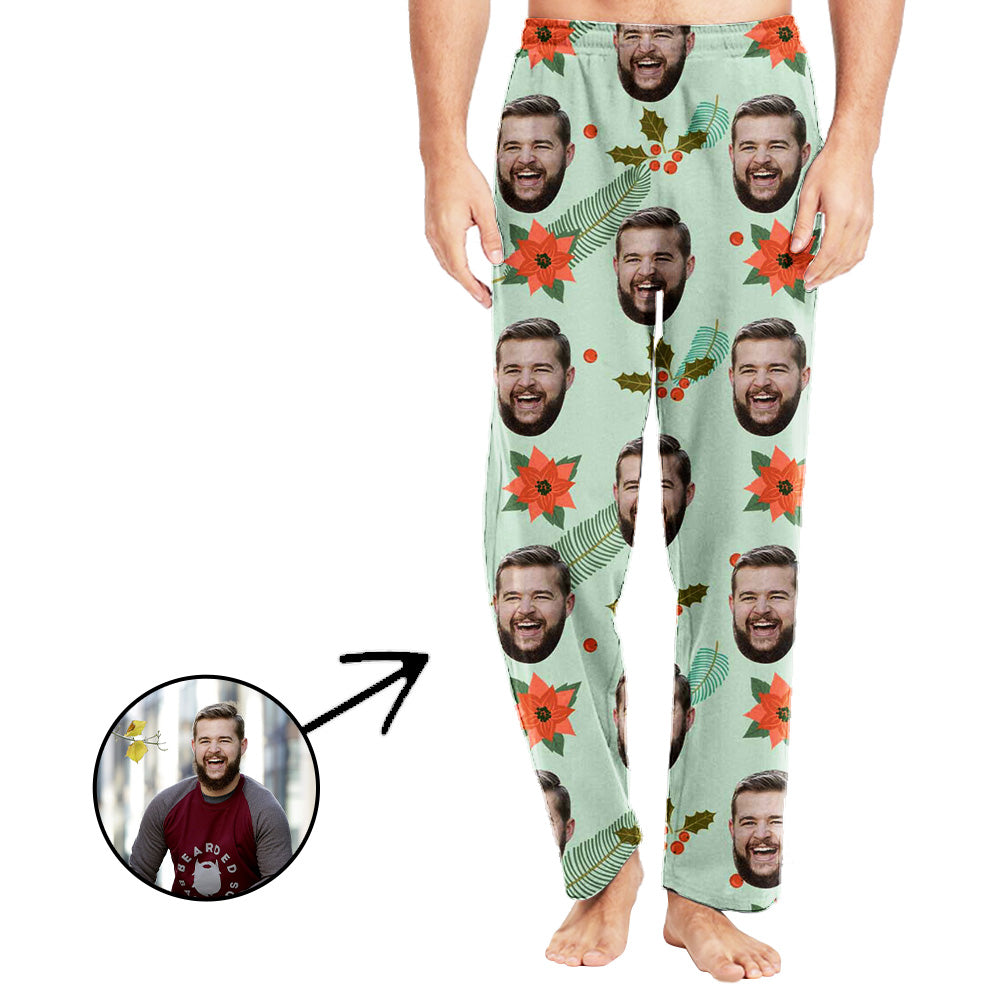 Personalisiert Foto Pyjamas Hose für Männer Weihnachtsblume