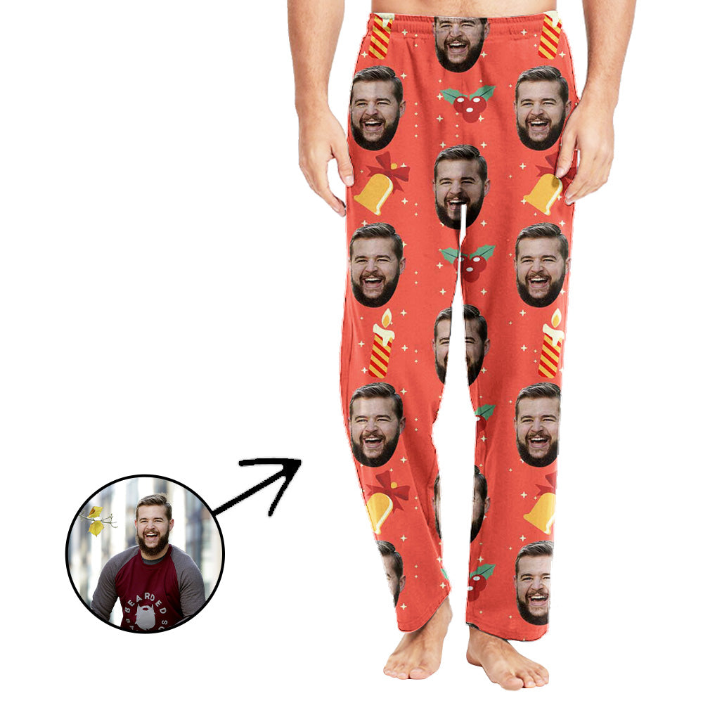 Personalisiert Foto Pyjamas Hose für Männer Glocke und Kerze