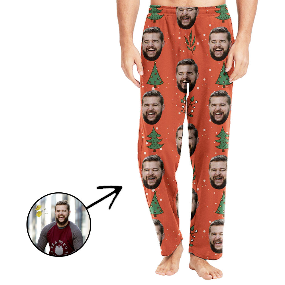 Personalisiert Foto Pyjamas Hose für Männer Niedlicher Weihnachtsbaum