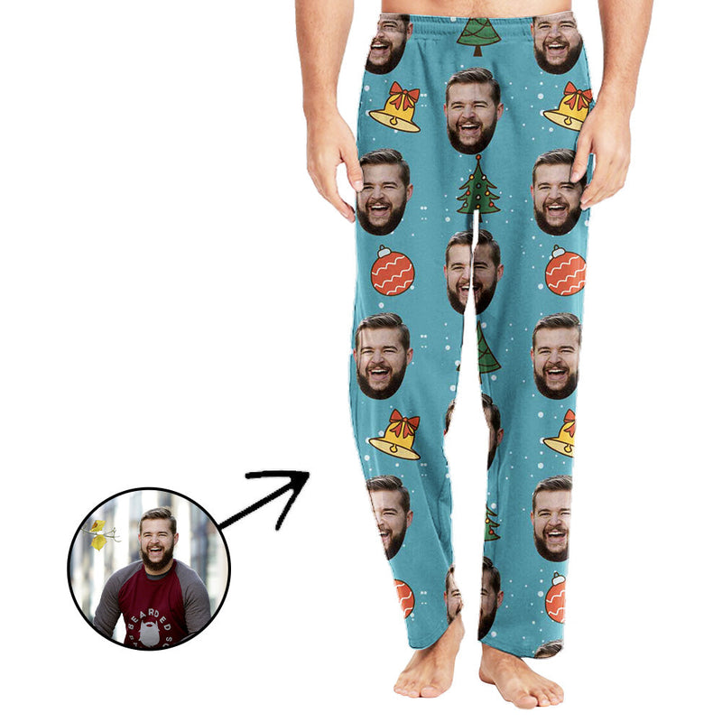 Personalisiert Foto Pyjamas Hose für Männer Glocke und Baum