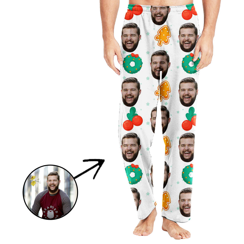 Personalisiert Foto Pyjamas Hose für Männer Dount und Weihnachtsbaum