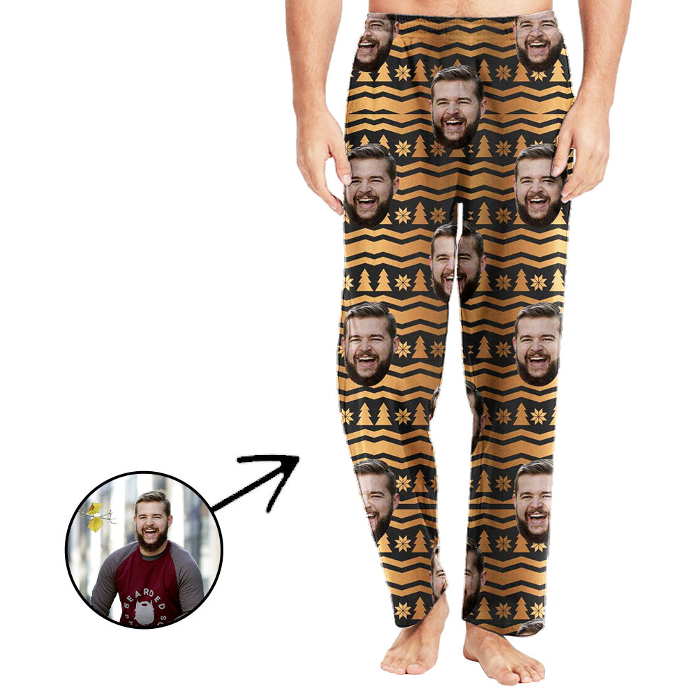 Personalisiert Foto Pyjamas Hose für Männer Überall Weihnachtsbäume