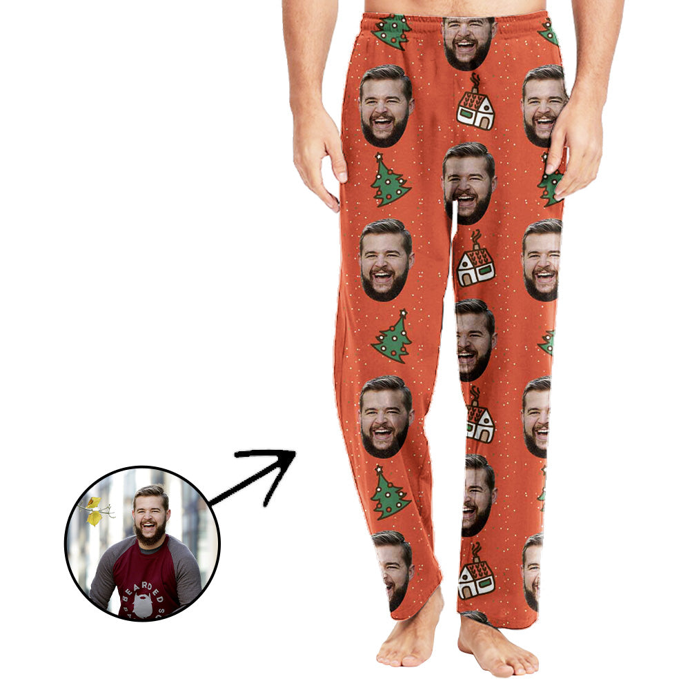 Personalisiert Foto Pyjamas Hose für Männer Weihnachtsbaum in meinem Haus