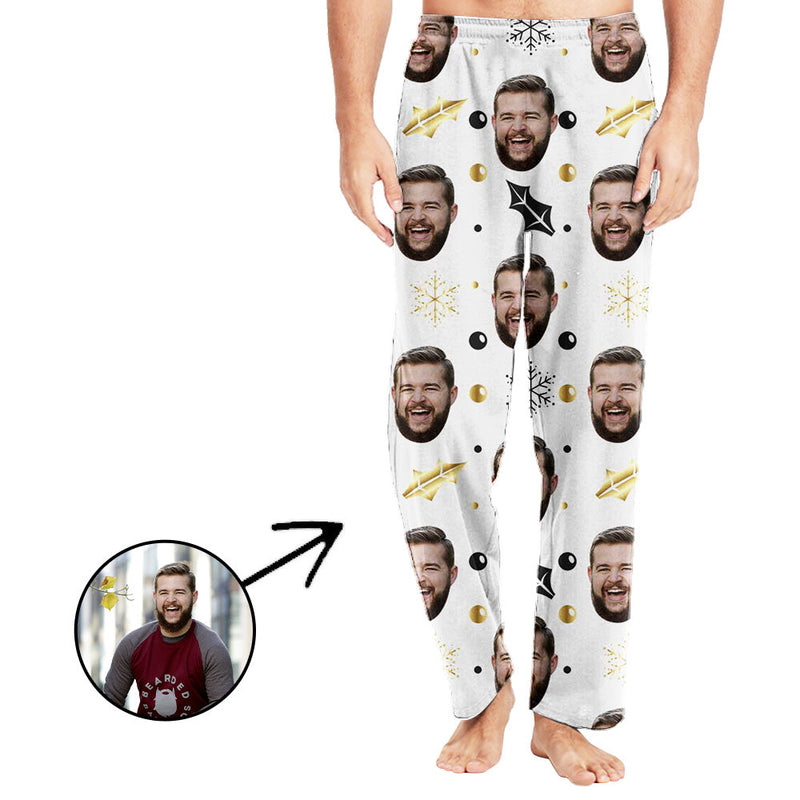 Personalisiert Foto Pyjamas Hose für Männer Weihnachtsschneeflocke