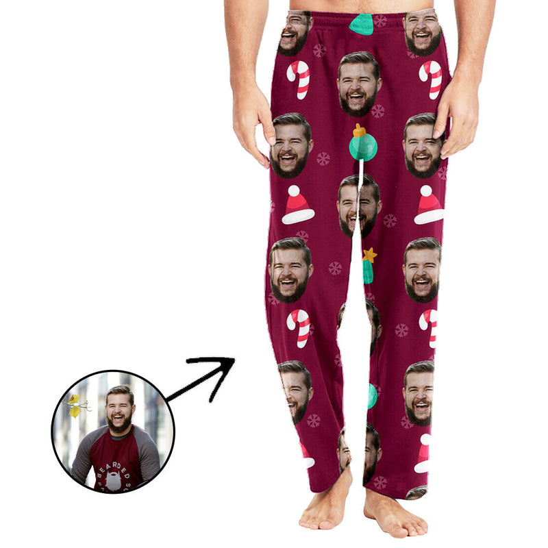 Personalisiert Foto Pyjamas Hose für Männer Schöner Hut und Zuckerstange