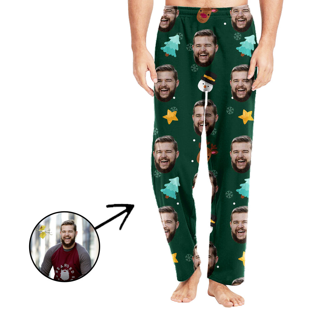 Personalisiert Foto Pyjamas Hose für Männer Sterne und Weihnachtsbaum