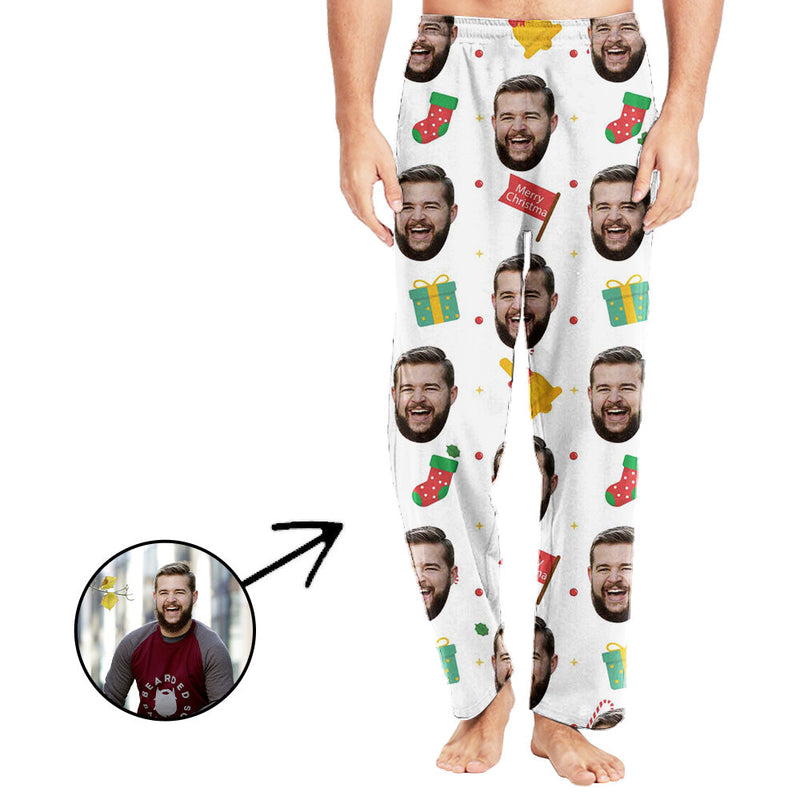 Personalisiert Foto Pyjamas Hose für Männer Frohe Weihnachten und Geschenke