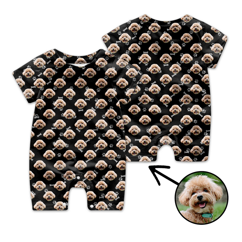 Kundenspezifischer Gesichts-Baby-Bodysuit-Herz-Hundeabdruck