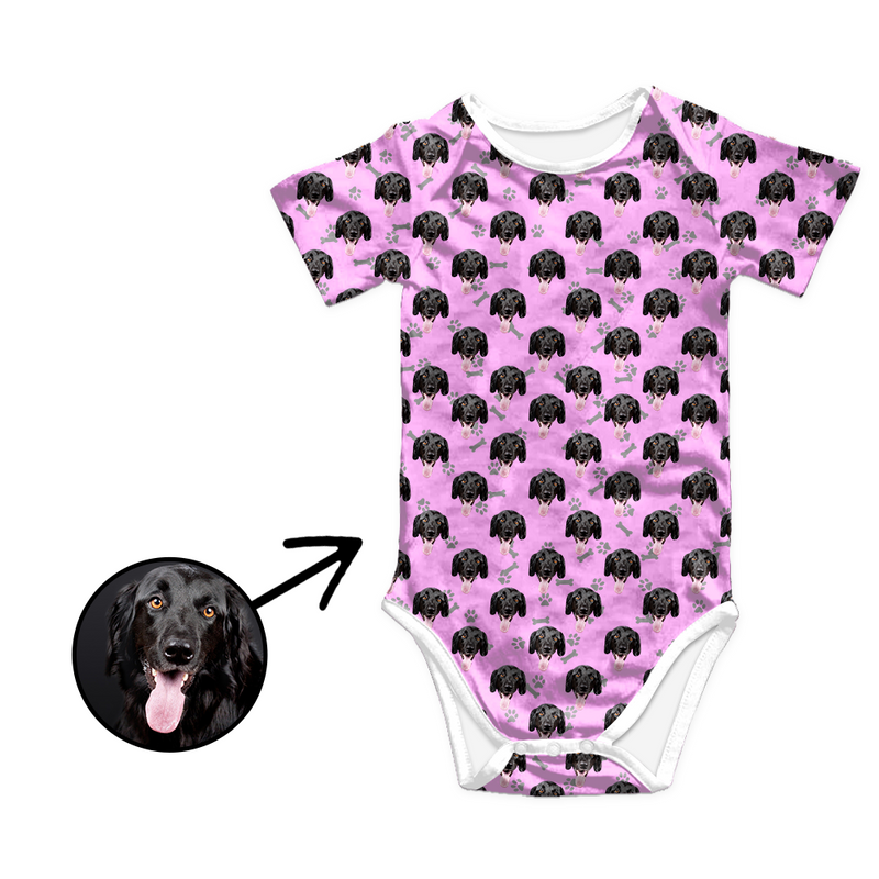 Kundenspezifischer Foto-Baby-Bodysuit-Herz-Hundeabdruck