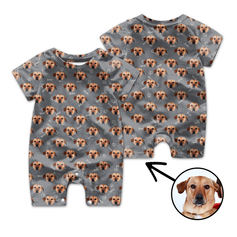 Kundenspezifischer Gesichts-Baby-Bodysuit-Herz-Hundeabdruck