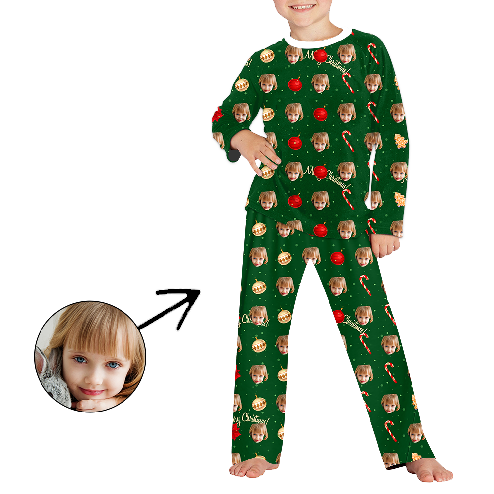 Benutzerdefinierte Foto Pyjamas für Kinder Frohe Weihnachten Geschenk Langarm