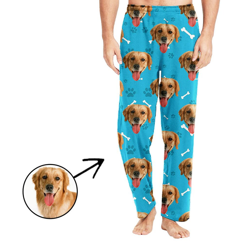 Personalisiert Foto Pyjamas Hose für Männer Weihnachtsbaum und Bär