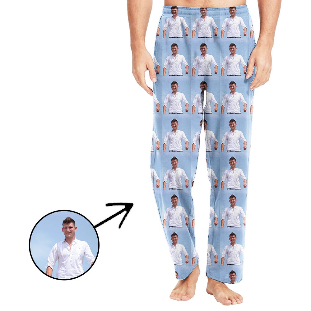 Personalisiert Foto Pyjamas Hose für Männer Ganzes Foto Langarm