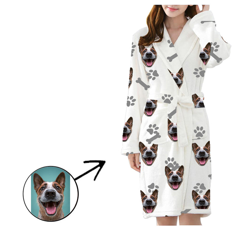 Benutzerdefinierte Pyjama Robe Unisex My Dog Footprint Satin Pyjama Robe Flanell Pyjama Robe