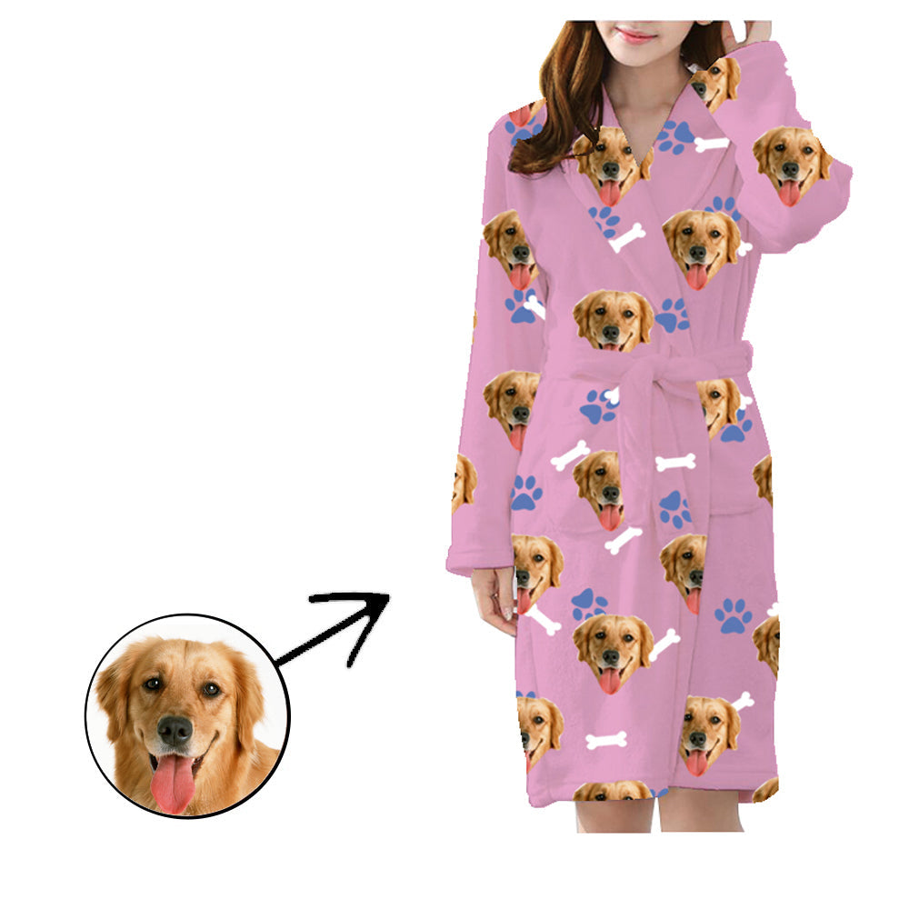 Benutzerdefinierte Pyjama Robe Unisex My Dog Footprint Satin Pyjama Robe Flanell Pyjama Robe