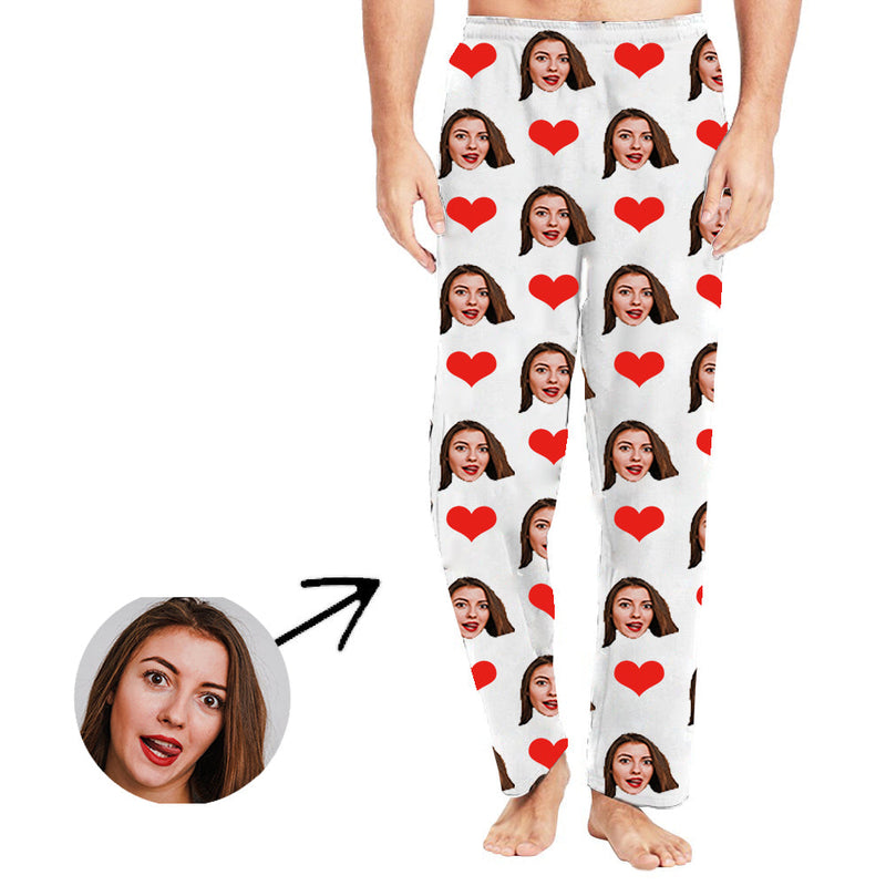 Personalisiert Foto Pyjamas Hose für Männer Herz I Love My Wife Langarmshirt