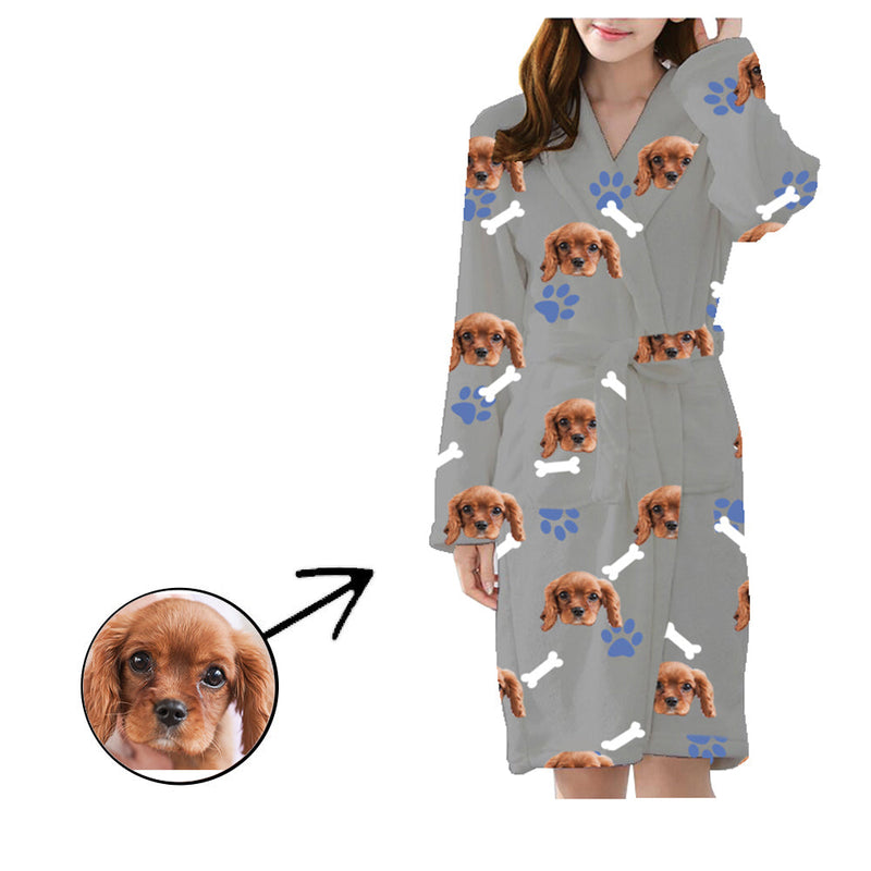 Benutzerdefinierte Pyjama Robe Unisex Dog Footprint Satin Pyjama Robe Flanell Pyjama Robe