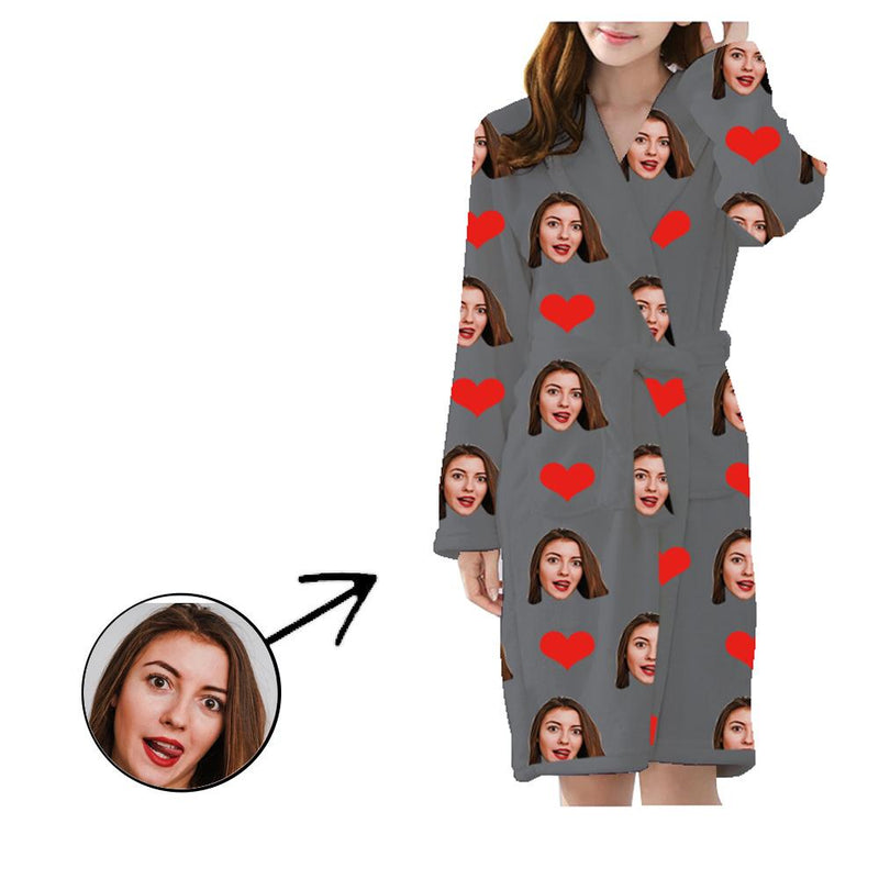 Benutzerdefinierte Pyjama Robe Unisex Herz Ich liebe meinen Freund Satin Pyjama Robe Flanell Pyjama Robe