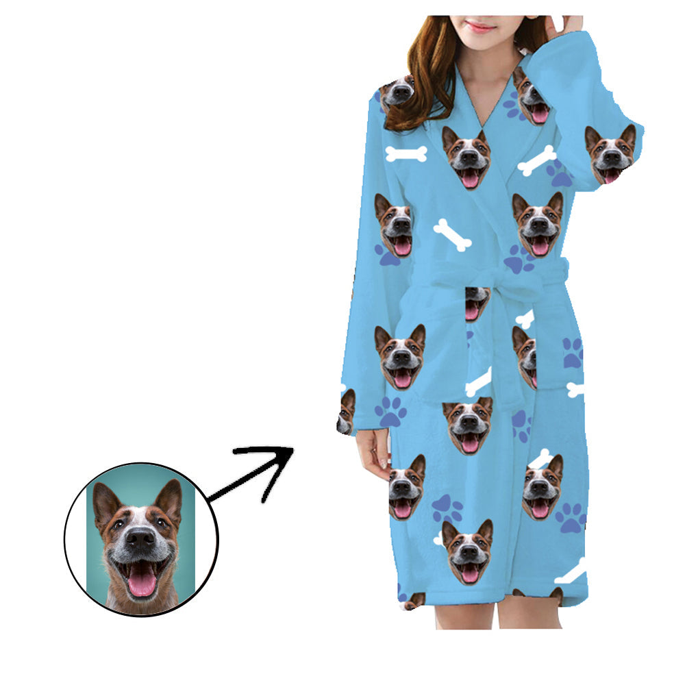 Benutzerdefinierte Pyjama Robe Unisex Dog Footprint Satin Pyjama Robe Flanell Pyjama Robe